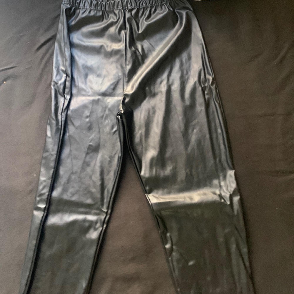 black pleather pants